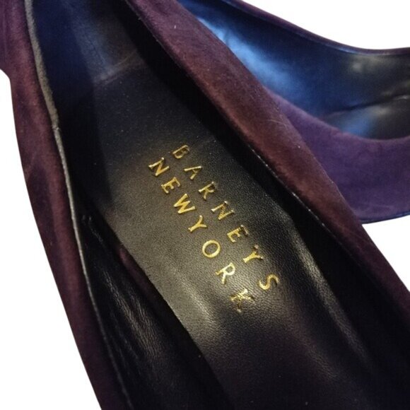 Barneys New York Womens Size 7 Purple Suede Peep Toe Heels 4" Stiletto Spike - Picture 6 of 7